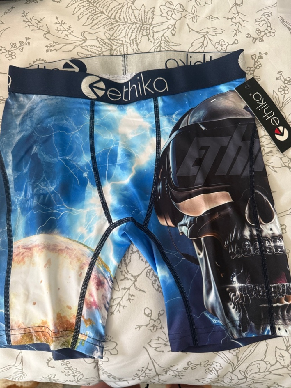 ethika Blue Lightning Skull Kids' Performance Shorts